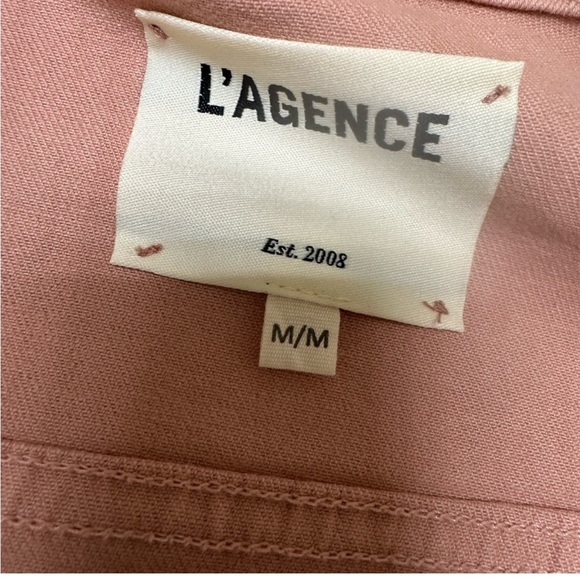 L’AGENCE Dusty Pink Size Medium Janelle Raw Denim Jacket Spring NWOT Cropped - Picture 2 of 7